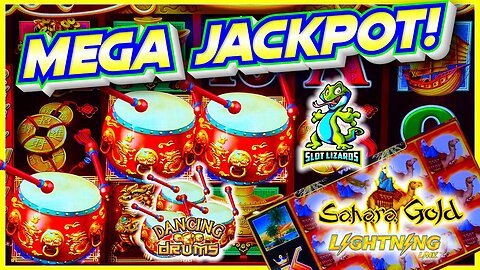 EPIC MONSTER JACKPOT! FULL SCREEN! Dancing Drums VS Lightning Link Sahara Gold Slot HIGHLIGHT