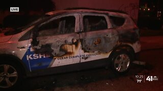 41 Action News car set on fire at Sunday night protest