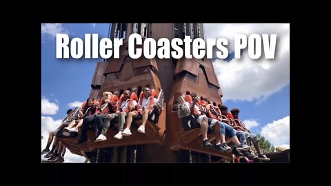Roller coaster POV at Six Flags Great America Amusement Park in Gurnee, Illinois