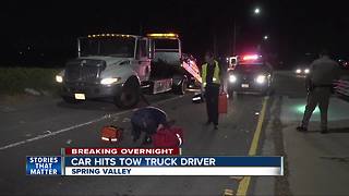 Tow truck driver hospitalized after being hit by car on SR-125