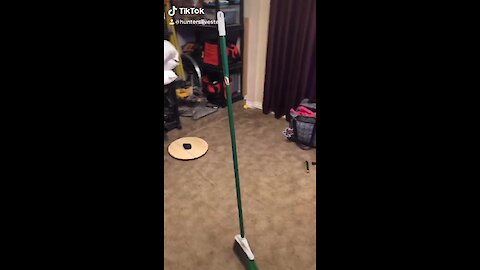 Broom stands upright all by itself while Earth is at the perfect angle