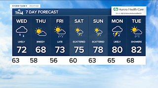 Wednesday is cool with rain likely in the afternoon