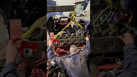 Installing cylinder head on Cummins X15 #engine #cummins #dieselengine #diesel