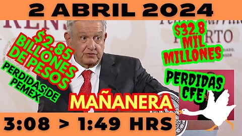 💩🐣👶 AMLITO | Mañanera *Martes 02 de abril 2024* | El gansito veloz 3:08 a 1:49.