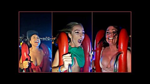 Slingshot ride Girls Reaction