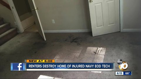 Renters destroy home of injured Navy EOD tech, community steps up to help