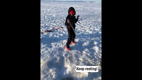 Boy Catches Fish as Big as Himself