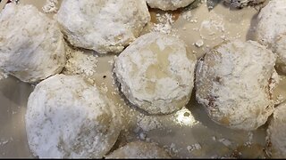 Snowball Strawberry Jam Filled Christmas Cookie