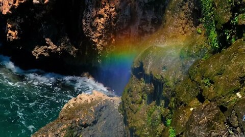 Ocean sounds. Rainbow and Waterfall. Relaxing Wave Sounds