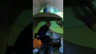 opening the tent. riverside wildcamping Darmoor 24th May 2023
