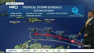 Tropical Storm Gonzalo is forecast to dissipate