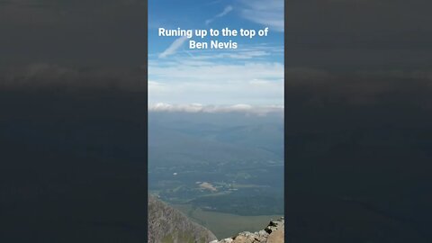 Running up to the top of Ben Nevis mountain summit