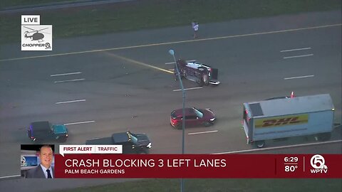 Deadly crash blocks southbound lanes on Interstate 95 in Palm Beach Gardens