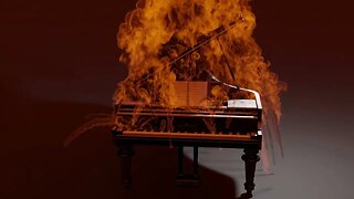 Blender 3D Burning Piano attempt 1.