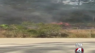 Power lines igniting a fire in Lehigh Acres