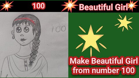 How to draw a beautiful girl from number 100|Easy drawing|Number drawing