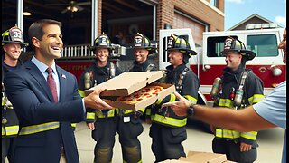 Donald Trump Delivers Pizza To Firefighters in Iowa