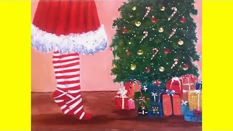 Christmas Scene Acrylic Painting step by step