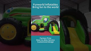 Tractor inflatable bouncer with slide #inflatables #inflatable #slide #bouncer #catle #jumping