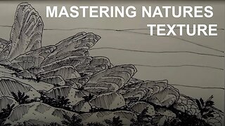 Mastering Nature's Texture: Drawing a Rocky Landscape with a Ink Fountain Pen - Time Lapse