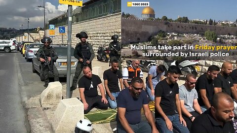 Muslim Palestinians take part in Friday prayers on the street 2023 #news #palestine #israel