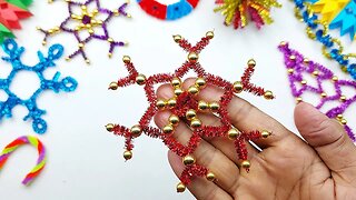 Pipe Cleaner Crafts For Christmas | Pipe Cleaner Snowflakes With Beads | Pipe Cleaner Ornaments