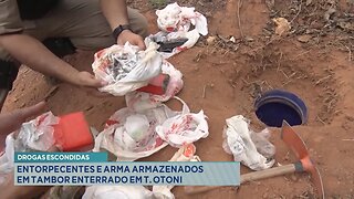 Drogas escondidas: Entorpecentes e arma armazenados em tambor enterrado em T. Otoni.