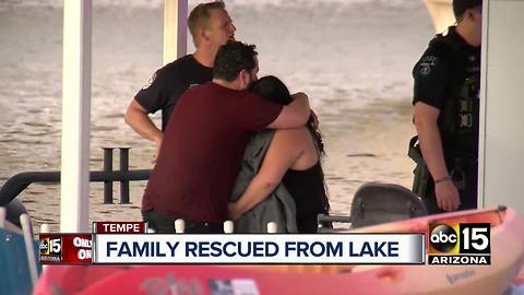 Family rescued after falling off boat into Tempe Town Lake