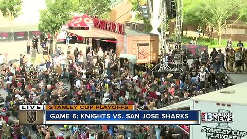 Fans gather outside Toshiba Plaza as Knights prepare for game 6 against the Sharks
