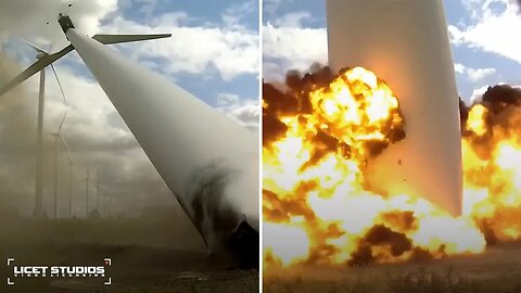 70M WIND TURBINE BLOWN TO PIECES | CONTROLLED EXPLOSION
