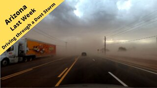 Arizona Driving through a dust storm in the city of Casa Grande