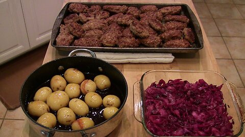 Frikadeller - Danish Meat Balls w/Red Cabbage and Caramel Potato