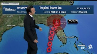 Tropical Storm Eta gains a little strength
