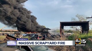 Firefighters battle massive scrapyard fire in Phoenix