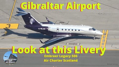 Private Plane at Gibraltar Airport; Embraer Air Scotland Air