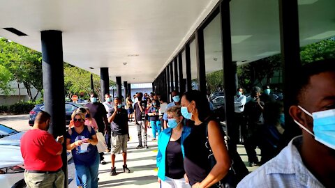 Mask Cultists Clinging to Their Masks at Outdoor DMV Line