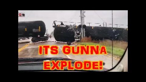 TRAIN CARS DERAIL AND ROLL OVER!