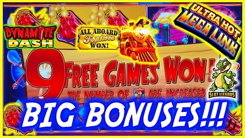 TRAIN CITY!!! BONUS BONUS BONUS BIG WIN!!! All Aboard Dynamite Dash VS Ultra Hot Fire Link Slot