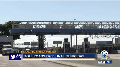 Florida tolls will be reinstated Thursday morning after Irma