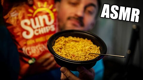 Hot & Spicy Ramen Soup w/ Garden Salsa Sun Chips | ASMR (Whispers, Slurping, Crunchy)