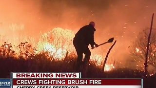 Brush fire burns at Cherry Creek Reservoir