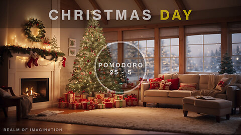 Pomodoro Study - Christmas Day Ambience Fireplace With Snowstorm - [25 min/5 min]