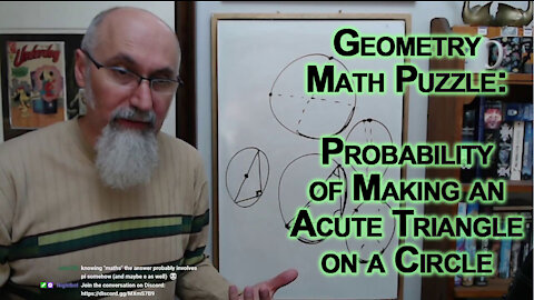 Math Puzzle, Geometry: Probability of Three Points on a Circle Making an Acute Triangle [ASMR]
