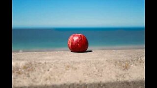 Dive instructor does "magic" trick with apple