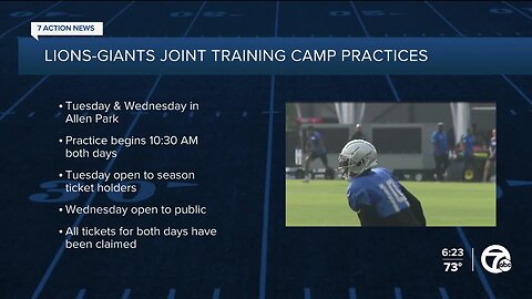 Lions set to host joint training camp practices with Giants this week