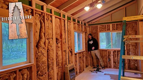 Framing & Insulating New Room at the Off Grid Cabin #offgrid #cabin