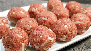 STUFFED GROUND BEEF BALL. Easy to make at home for dinner