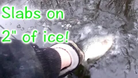 Fishing on 2 INCHES of ICE! (Illinois Ice Fishing)