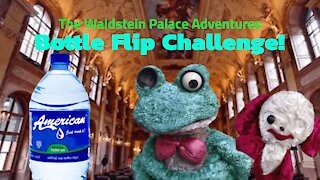 Froggy and Cheburashka do the Bottle Flip Challenge