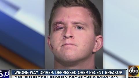 Wrong-way driver claims he was depressed over a recent breakup